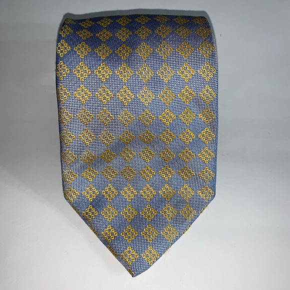 authentic BURBERRY 100% silk NECKTIE blue/yellow - Picture 8 of 8